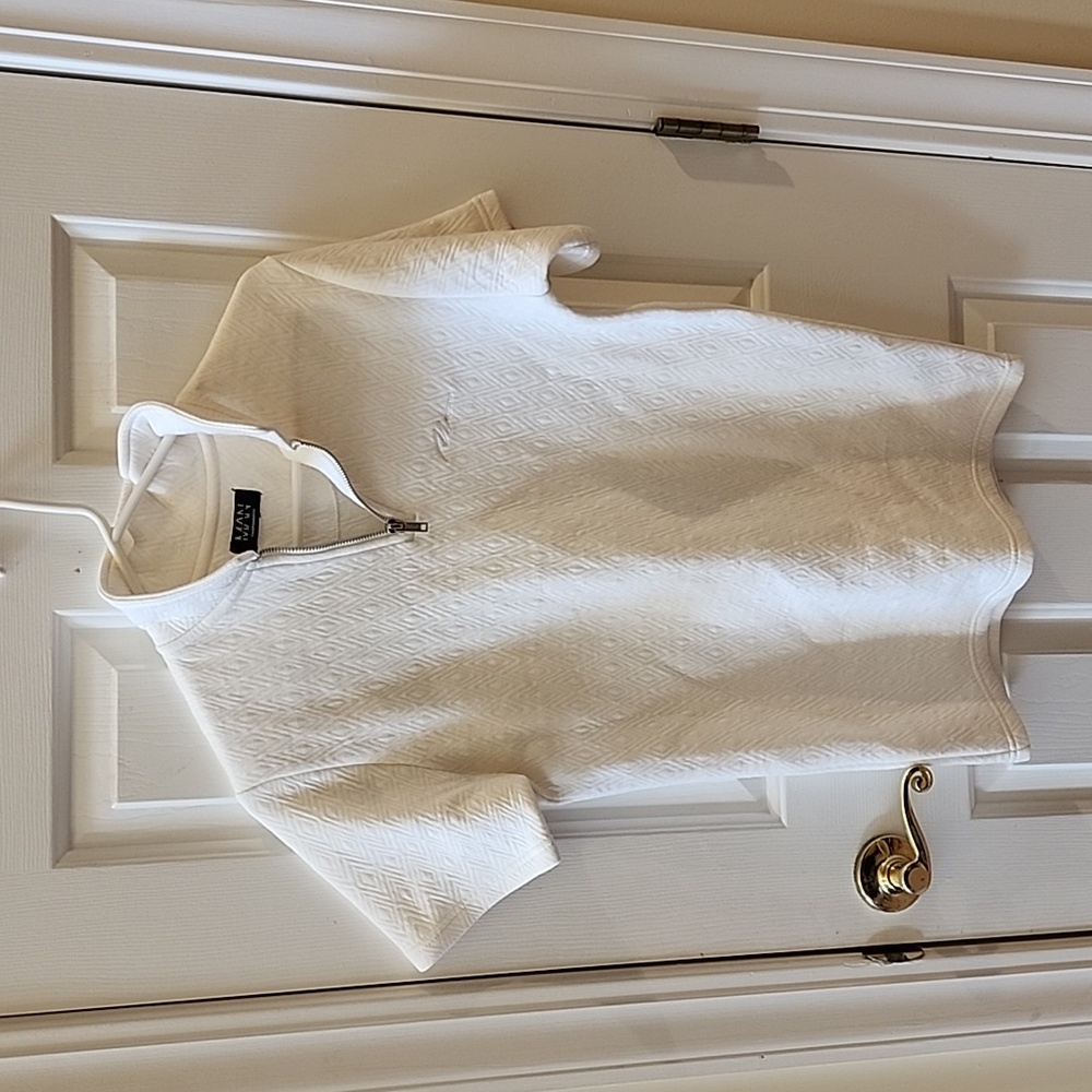 MEN'S WHITE BOOHOOMAN SHORT SLEEVED 👕 SHIRT COTTON KNIT TEXTUREF PULLOVER SZ XS
